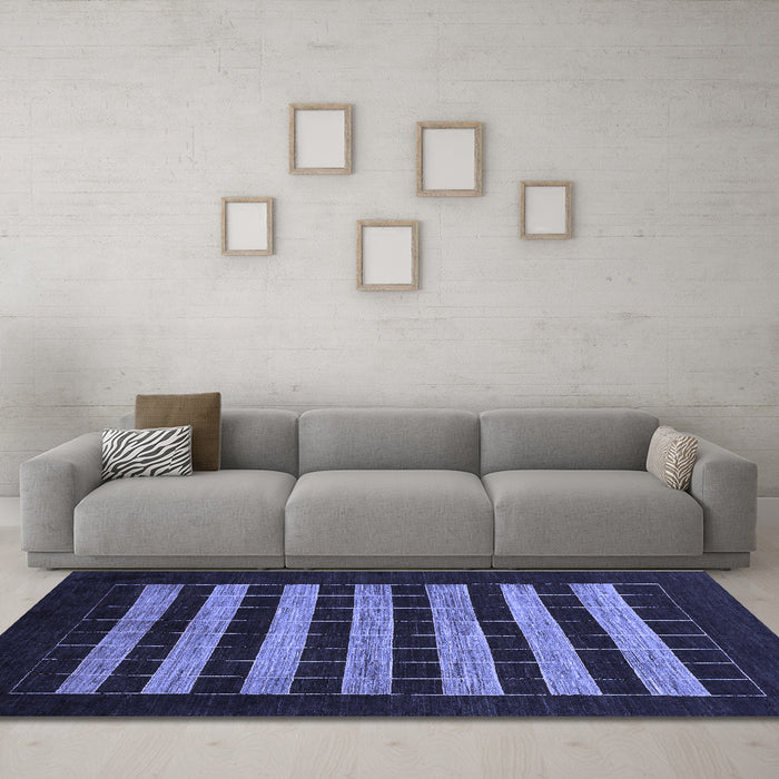 Machine Washable Abstract Blue Modern Rug in a Living Room, wshabs1616blu