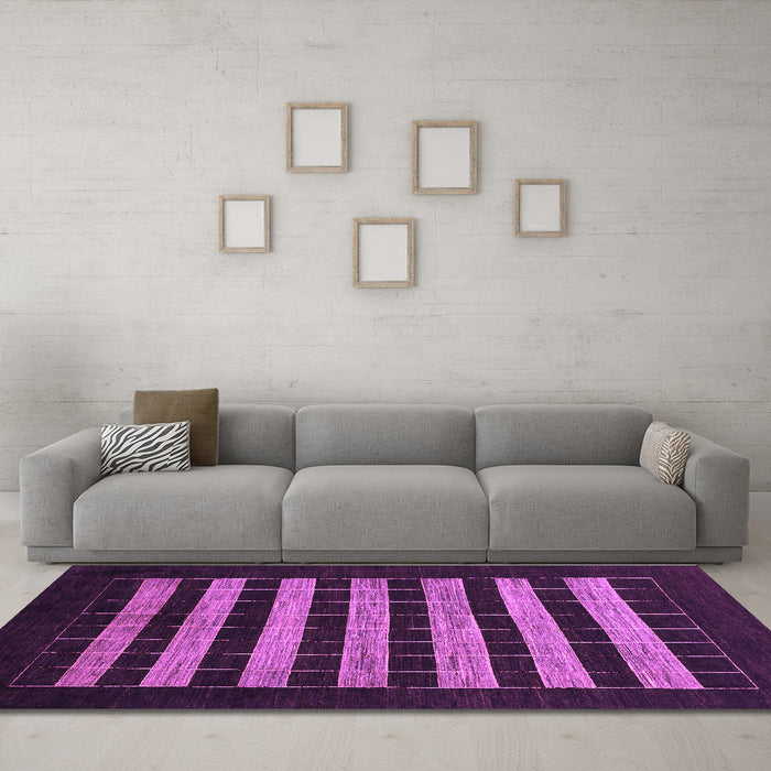 Machine Washable Abstract Purple Modern Area Rugs in a Living Room, wshabs1616pur