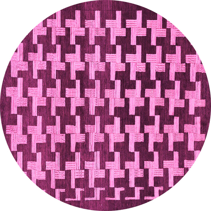 Round Abstract Pink Modern Rug, abs1617pnk