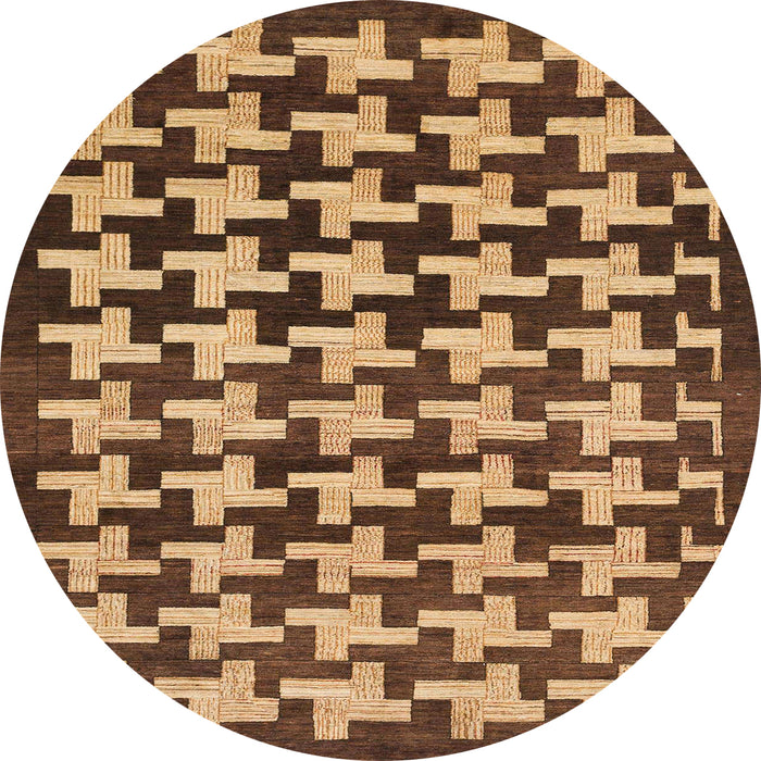Round Machine Washable Abstract Gold Rug, wshabs1617