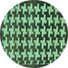 Round Machine Washable Abstract Turquoise Modern Area Rugs, wshabs1617turq