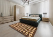 Abstract Gold Modern Rug in a Bedroom, abs1617