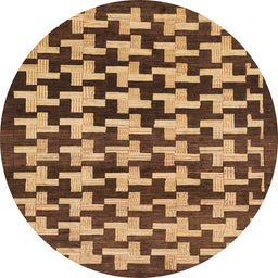 Round Abstract Gold Modern Rug, abs1617