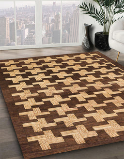 Abstract Gold Modern Rug in Family Room, abs1617
