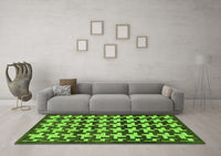 Machine Washable Abstract Green Modern Rug, wshabs1617grn