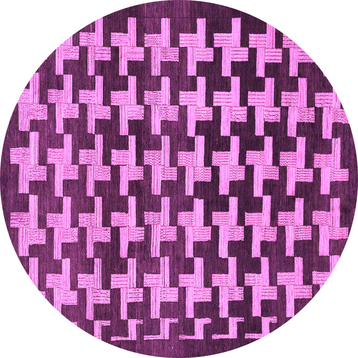 Round Machine Washable Abstract Purple Modern Area Rugs, wshabs1617pur