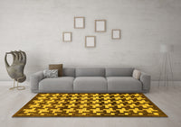 Machine Washable Abstract Yellow Modern Rug, wshabs1617yw