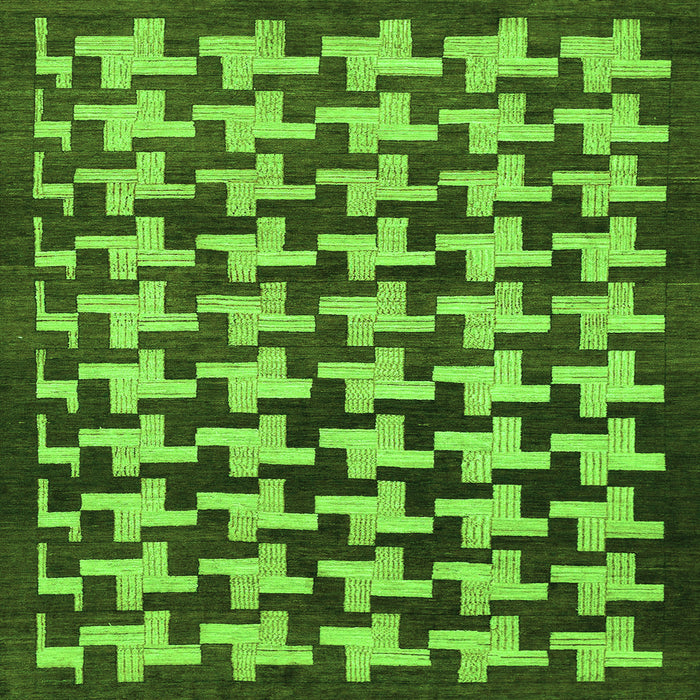 Square Abstract Green Modern Rug, abs1617grn