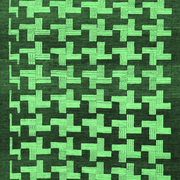 Machine Washable Abstract Emerald Green Modern Area Rugs, wshabs1617emgrn