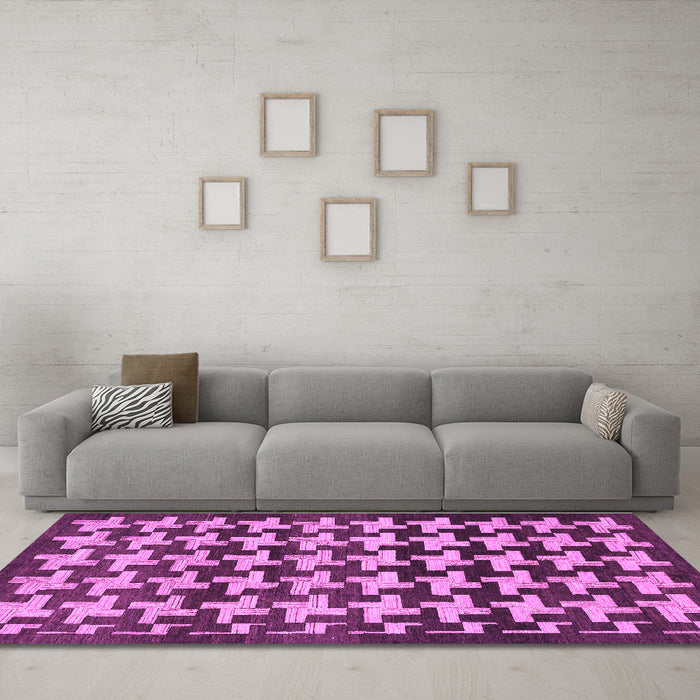 Machine Washable Abstract Purple Modern Area Rugs in a Living Room, wshabs1617pur