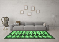 Machine Washable Abstract Emerald Green Modern Rug, wshabs1617emgrn