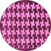 Round Machine Washable Abstract Pink Modern Rug, wshabs1617pnk