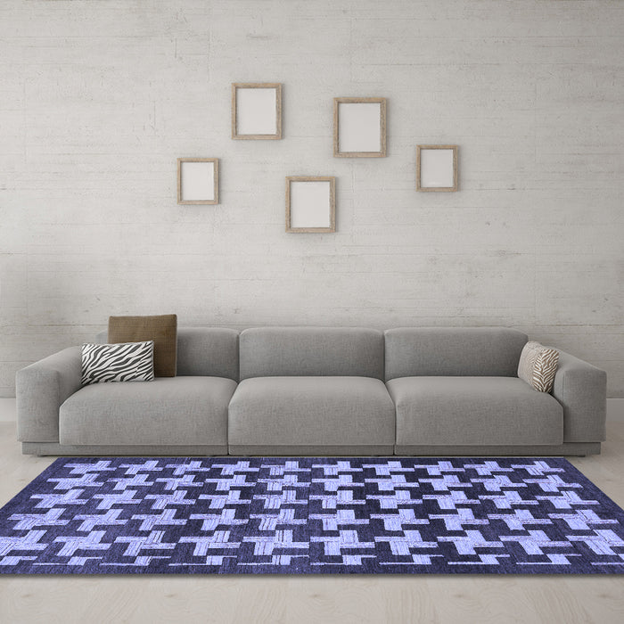 Machine Washable Abstract Blue Modern Rug in a Living Room, wshabs1617blu