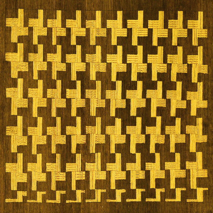 Square Abstract Yellow Modern Rug, abs1617yw