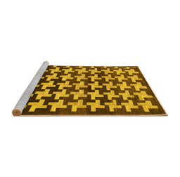 Sideview of Machine Washable Abstract Yellow Modern Rug, wshabs1617yw
