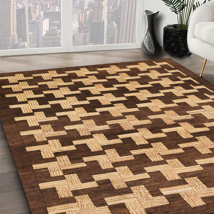 Machine Washable Abstract Gold Rug in a Family Room, wshabs1617