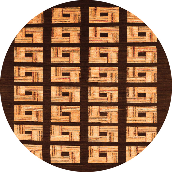 Round Machine Washable Abstract Orange Modern Area Rugs, wshabs1618org