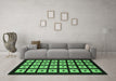 Machine Washable Abstract Emerald Green Modern Area Rugs in a Living Room,, wshabs1618emgrn