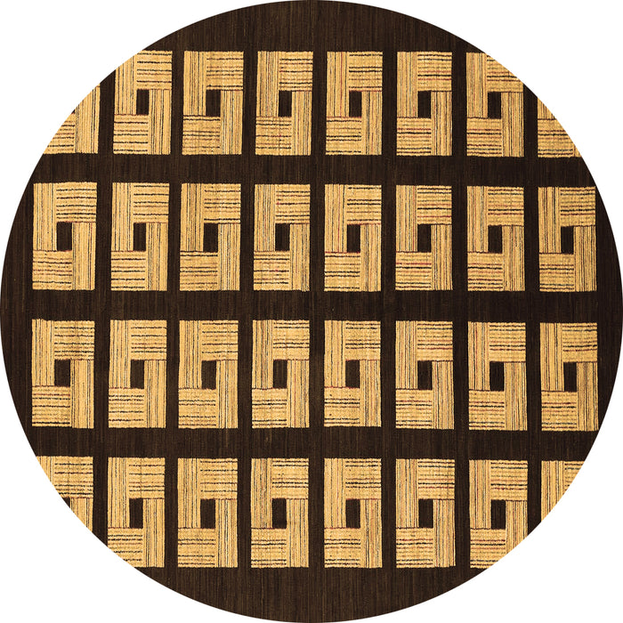 Round Abstract Brown Modern Rug, abs1618brn