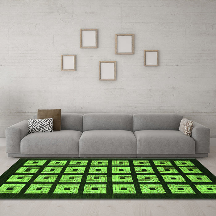 Machine Washable Abstract Green Modern Area Rugs in a Living Room,, wshabs1618grn