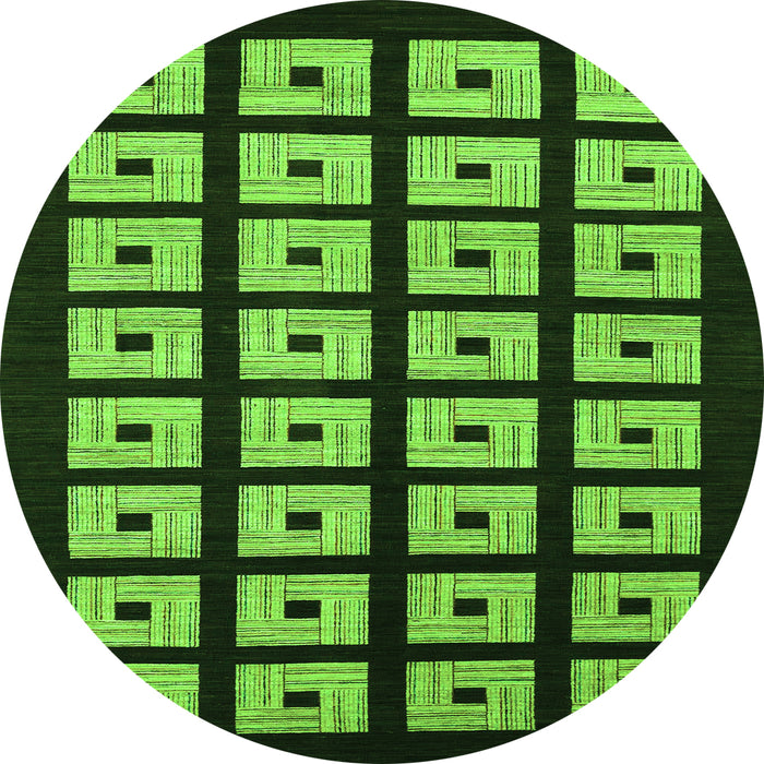 Round Machine Washable Abstract Green Modern Area Rugs, wshabs1618grn