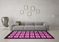 Machine Washable Abstract Pink Modern Rug, wshabs1618pnk