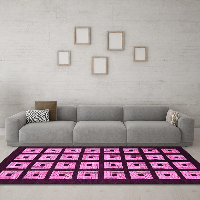 Machine Washable Abstract Pink Modern Rug in a Living Room, wshabs1618pnk