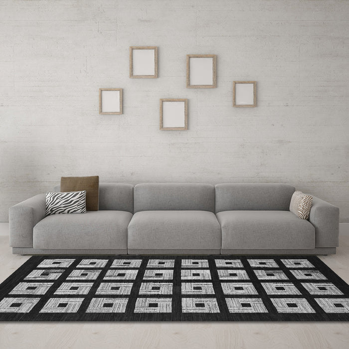 Machine Washable Abstract Gray Modern Rug in a Living Room,, wshabs1618gry