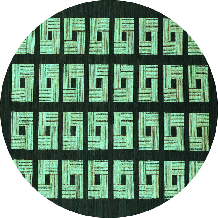 Round Machine Washable Abstract Turquoise Modern Area Rugs, wshabs1618turq