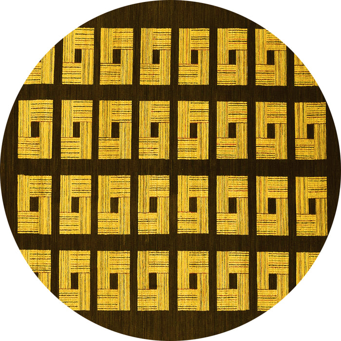 Round Machine Washable Abstract Yellow Modern Rug, wshabs1618yw