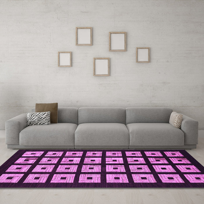 Machine Washable Abstract Purple Modern Area Rugs in a Living Room, wshabs1618pur