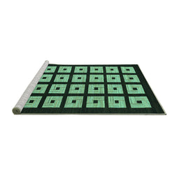 Sideview of Machine Washable Abstract Turquoise Modern Area Rugs, wshabs1618turq