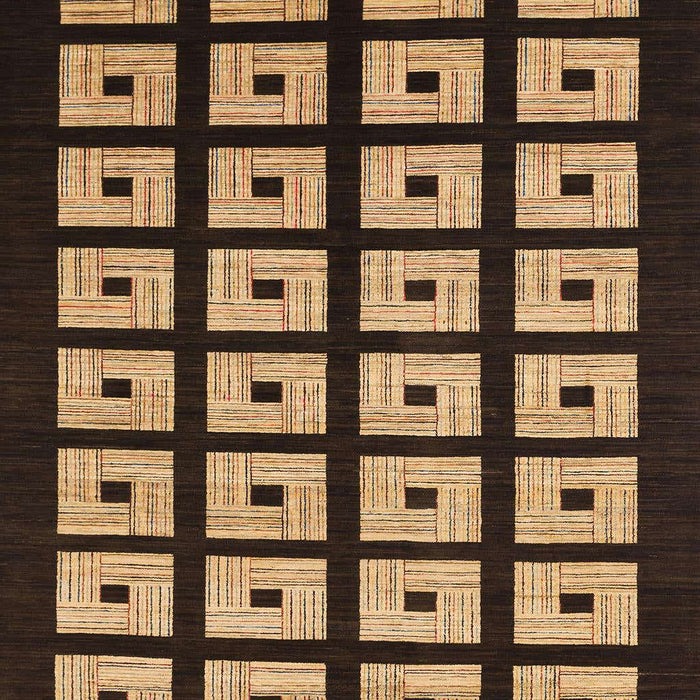 Machine Washable Abstract Black Brown Rug, wshabs1618