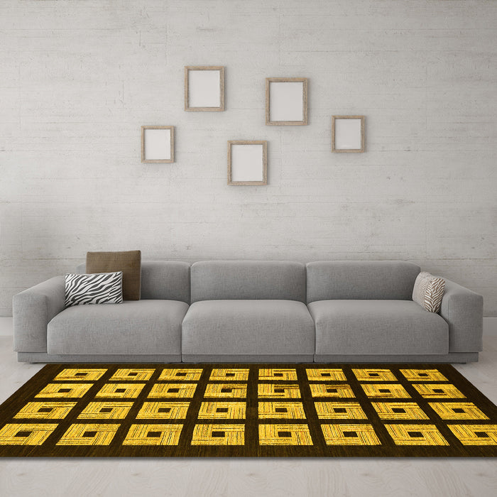 Machine Washable Abstract Yellow Modern Rug in a Living Room, wshabs1618yw