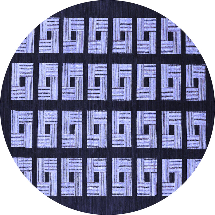 Round Abstract Blue Modern Rug, abs1618blu