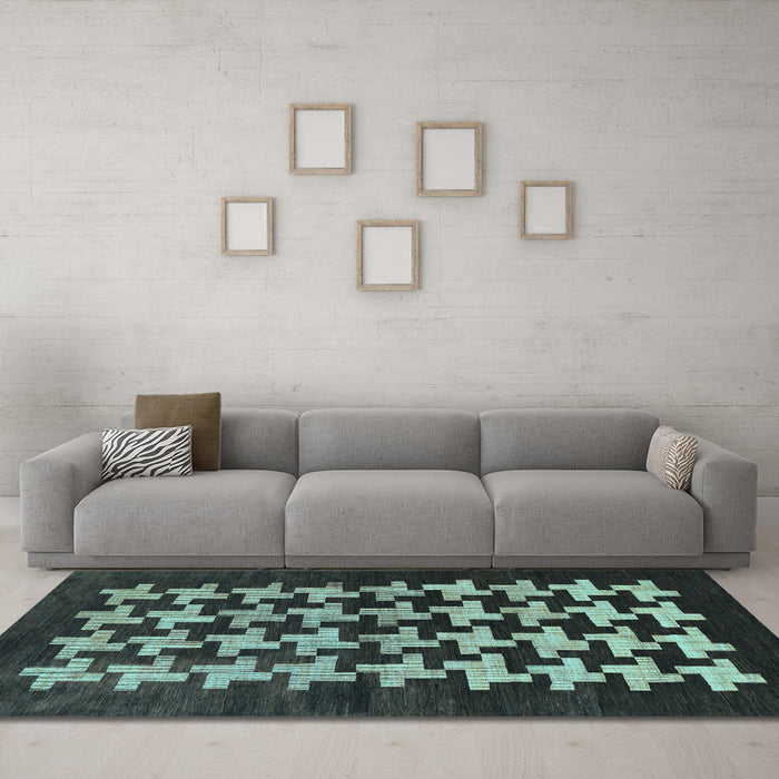 Machine Washable Abstract Light Blue Modern Rug in a Living Room, wshabs1619lblu