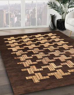 Abstract Red Modern Rug in Family Room, abs1619