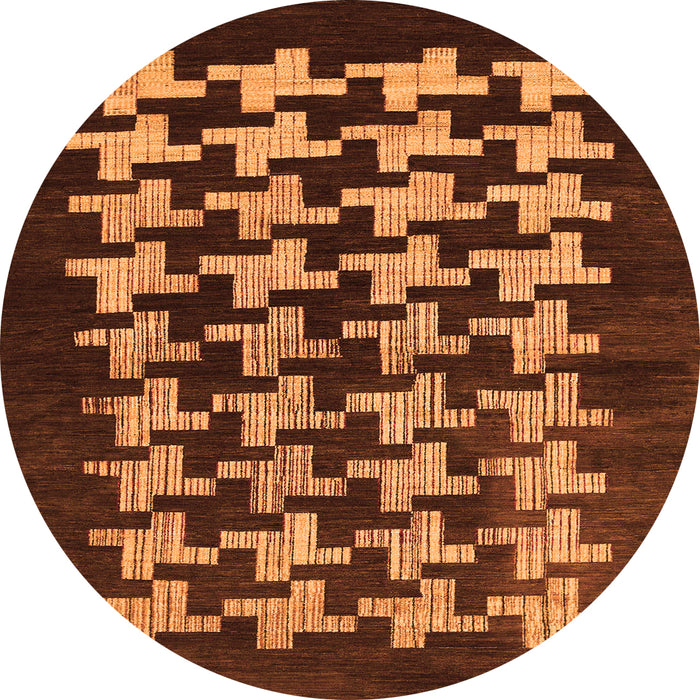 Round Abstract Orange Modern Rug, abs1619org