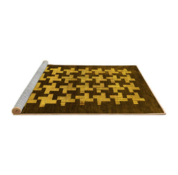 Sideview of Machine Washable Abstract Yellow Modern Rug, wshabs1619yw