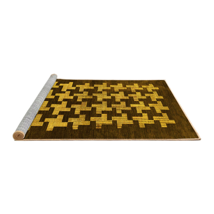 Sideview of Machine Washable Abstract Yellow Modern Rug, wshabs1619yw