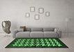 Machine Washable Abstract Emerald Green Modern Area Rugs in a Living Room,, wshabs1619emgrn