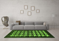 Machine Washable Abstract Green Modern Rug, wshabs1619grn