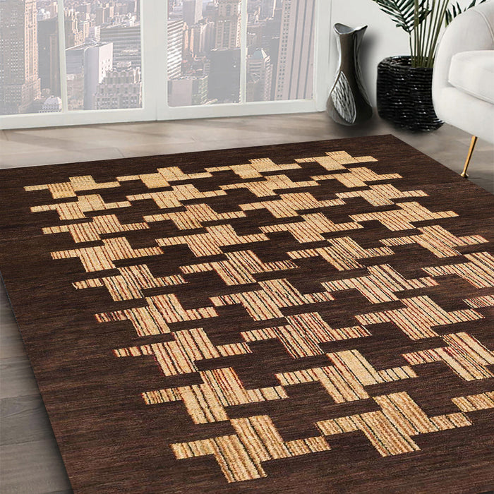 Machine Washable Abstract Night Red Rug in a Family Room, wshabs1619