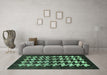 Machine Washable Abstract Turquoise Modern Area Rugs in a Living Room,, wshabs1619turq