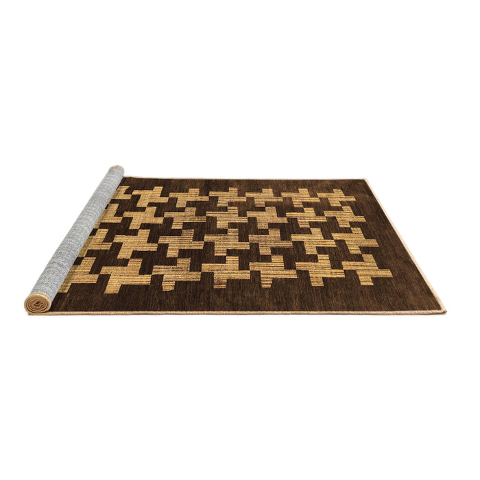 Sideview of Machine Washable Abstract Brown Modern Rug, wshabs1619brn