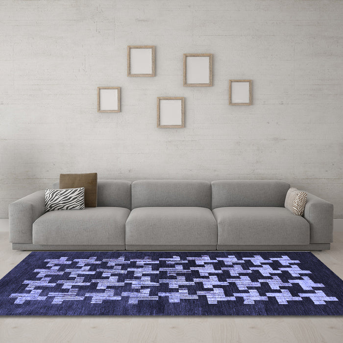Machine Washable Abstract Blue Modern Rug in a Living Room, wshabs1619blu