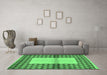 Machine Washable Abstract Emerald Green Modern Area Rugs in a Living Room,, wshabs161emgrn