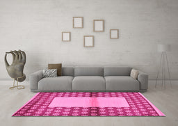 Machine Washable Abstract Pink Modern Rug in a Living Room, wshabs161pnk