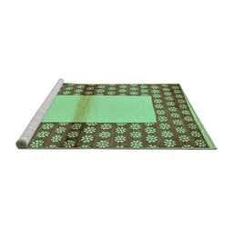 Sideview of Machine Washable Abstract Turquoise Modern Area Rugs, wshabs161turq