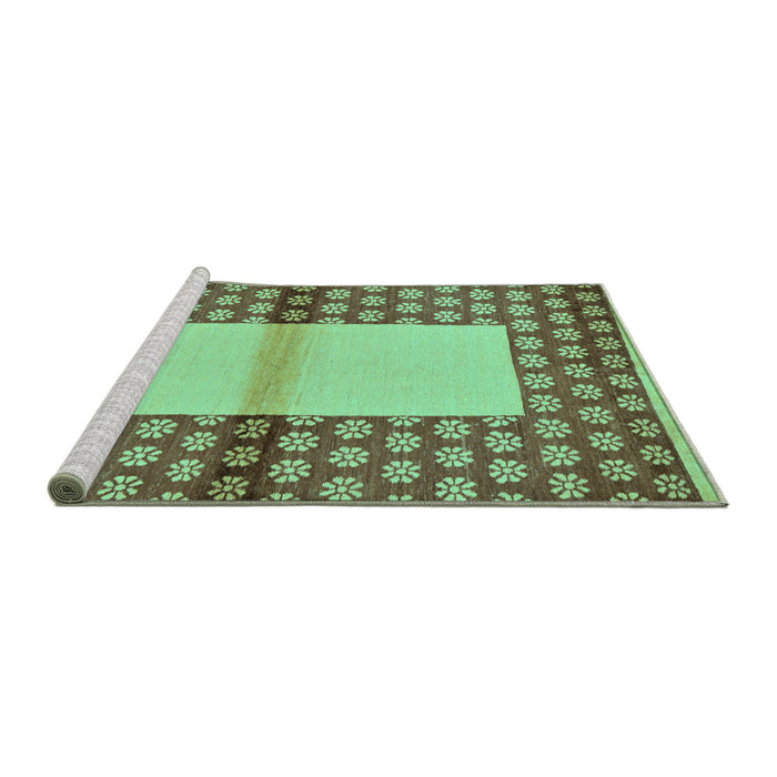 Sideview of Machine Washable Abstract Turquoise Modern Area Rugs, wshabs161turq